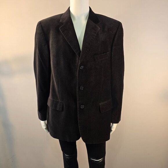 Alfani Exclusively For Macy's Velvet Velour Blazer Brown Cotton Mens Size 44R - Picture 1 of 13